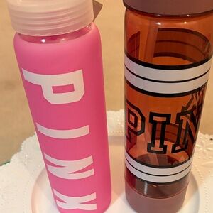 Pink Victorias Secret glass water bottle limited edition NWT